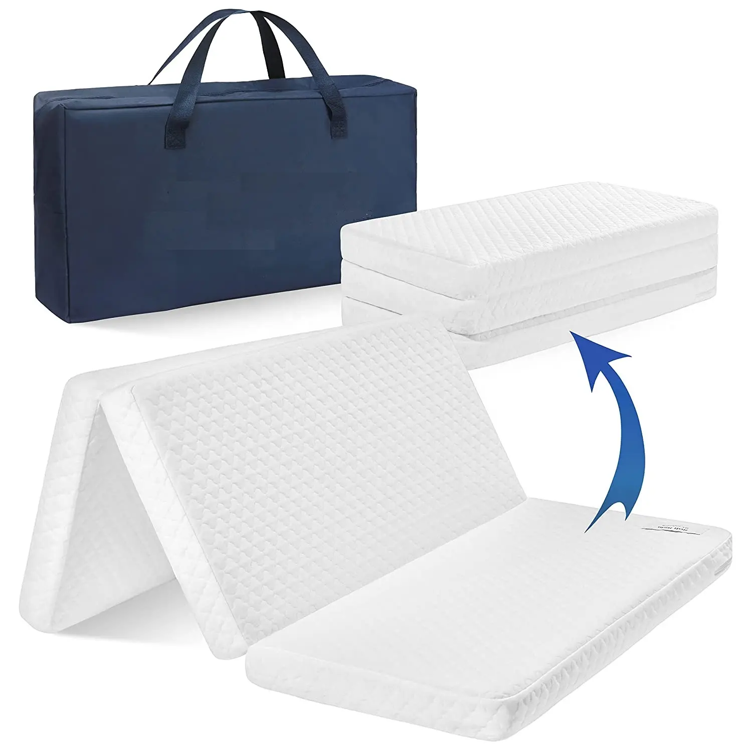 Coprimaterasso a doppia faccia in memory foam Tri-fold Pack n Play con lati rigidi (per neonati) e morbidi (per bambini piccoli)