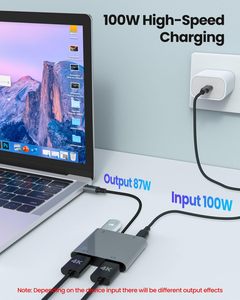 Fophmo USB-C <strong>Dual</strong> for <strong>HDMI</strong> Adapter 100W PD Charging Extend 2 Displays 4K 60Hz USB-A Port for Video Splitters Converters