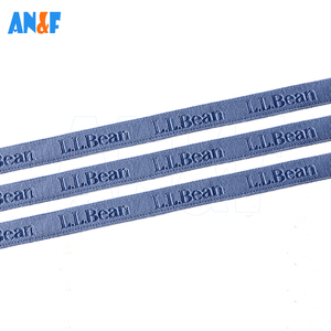 Fábrica al por mayor cinta elástica de poliéster suave 1cm personalizado en relieve/logotipo impreso tela elástica ropa/cinturón para el cuello de la camiseta - Product Image 2