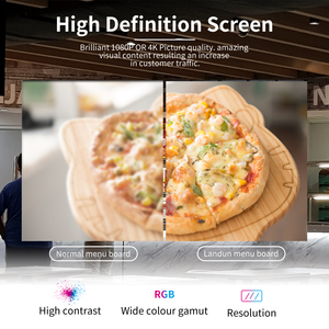 32 43 55 Ultra ince yüksek çözünürlüklü ücretsiz <span class=keywords><strong>CMS</strong></span> Wifi asılı perakende mağaza için monte dijital menü panosu LCD reklam ekranı