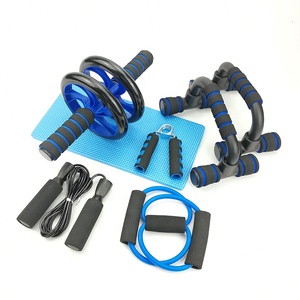 Toptan 6 in 1 AB tekerlek silindiri kiti ile Push-Up Bar atlama ipi el tutucu spor salonu ekipmanları kas egzersiz eğitimi