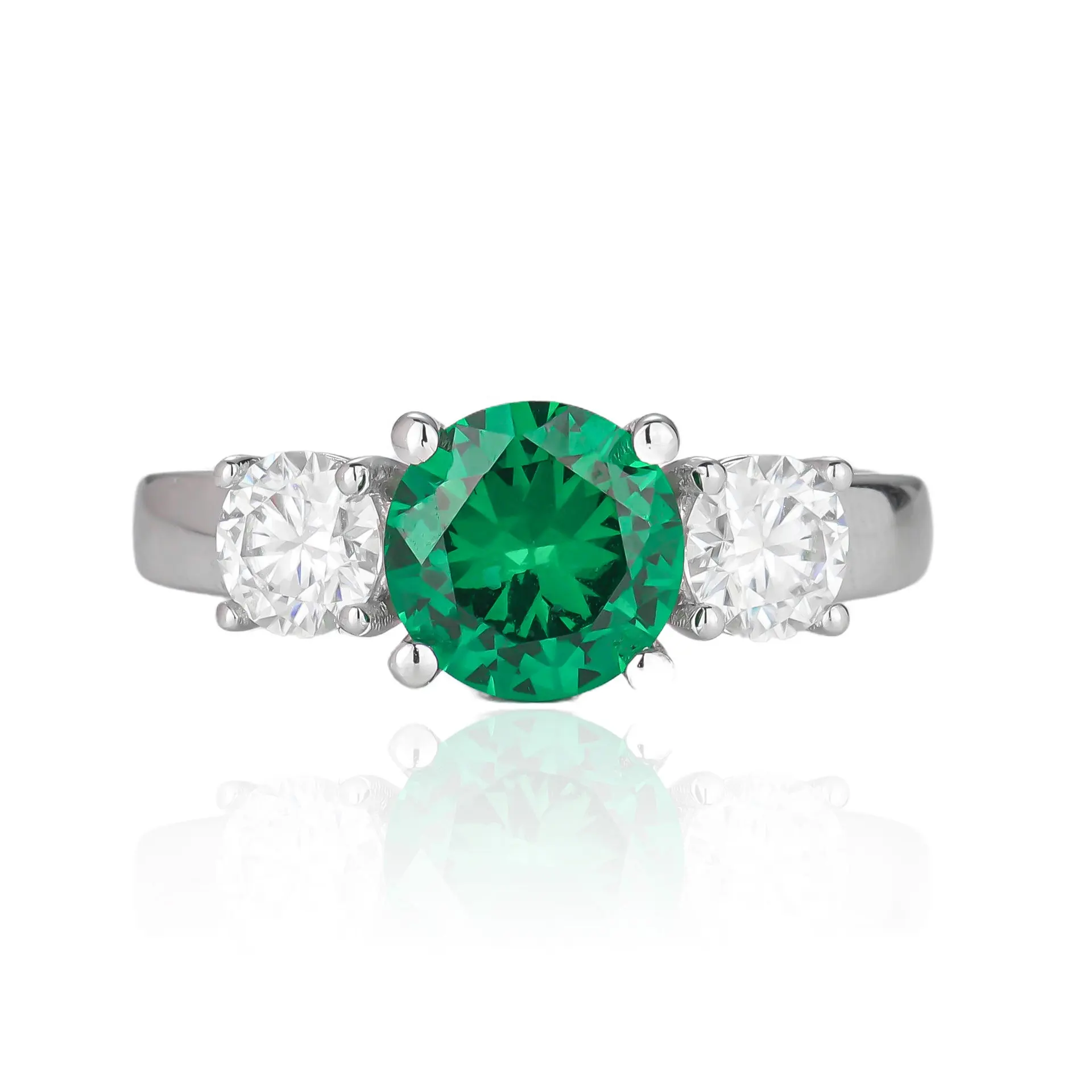 DEYIN nueva llegada joyería de moda 925 Plata 2.28ct anillo de piedra verde esmeralda colombiano señoras