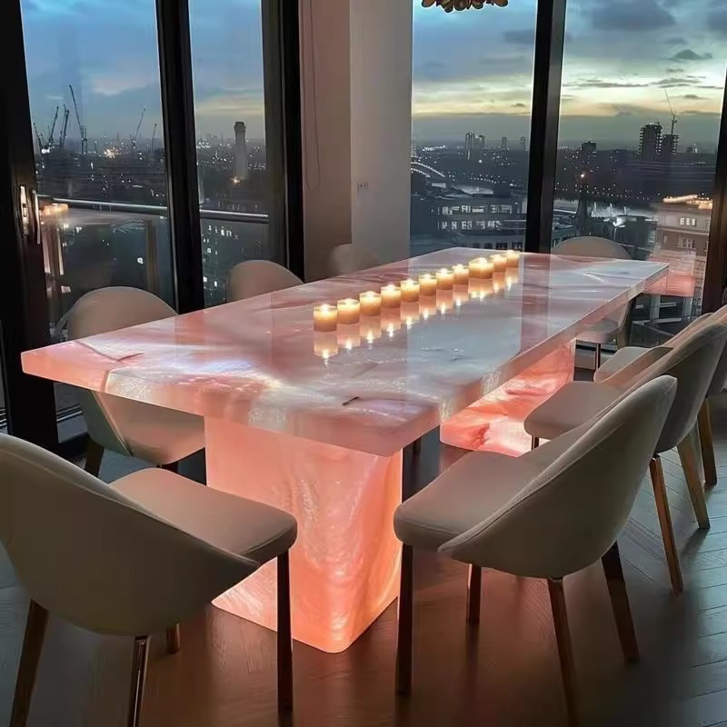 Mesa de comedor jade rosa de 22 m x 100 x 75 cm.