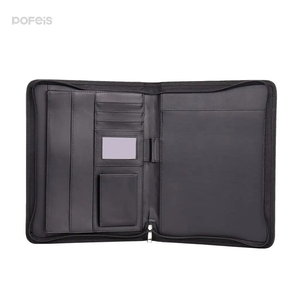 Pu Multi-Function File Storage Bag A4 Size Leather Document File Folders Pad folio Portfolio File Folder