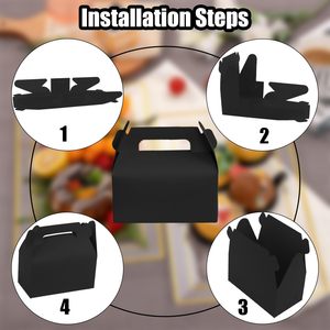 Faltbarer Giebel Hand Design Kunden spezifische Karton verpackung Dessert brot Schwarz Lange rechteckige Papier box
