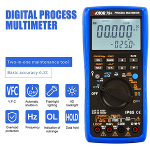 VICTOR 79 + 数字过程万用表6000在测试热电偶TC Pt100 Cu50 Pt1000 VFC时计算24v回路电源 - Product Image 2