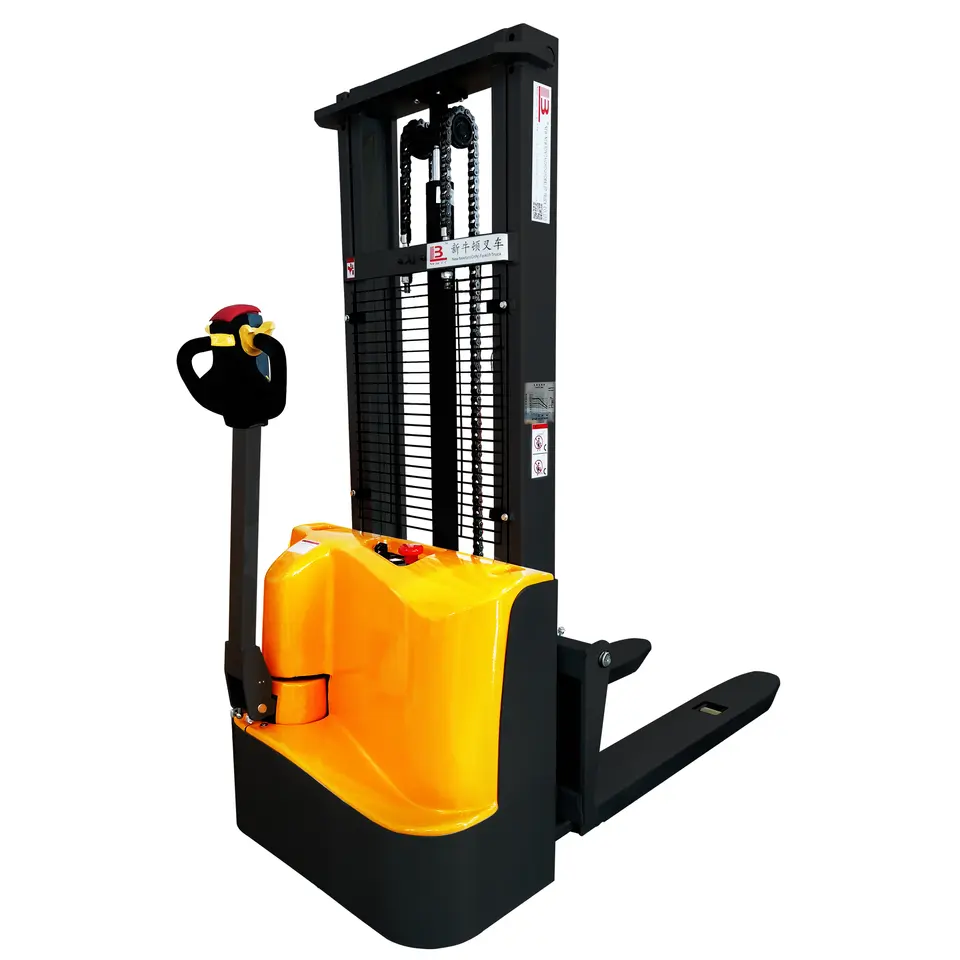 Free Shipping lifting semi electric pallet stacker walking type electric stacking truck forklift