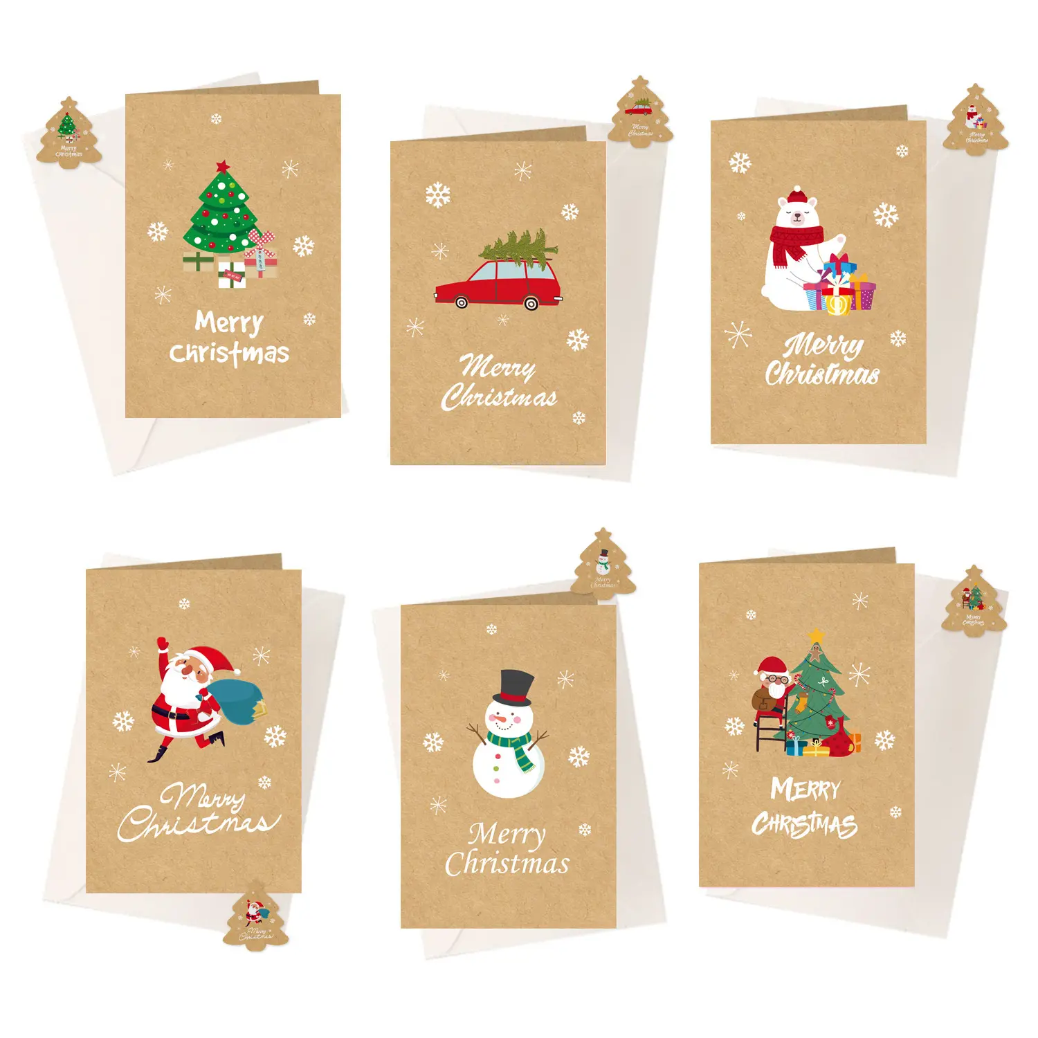 6 шт. рождественские поздравительные открытки с герметичной наклейкой, рождественские подарочные открытки, Новогодние поздравительные открытки, открытки