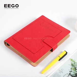 Logo personalizzato Business foglia larga A5 in pelle rossa quaderno diari Non datati con pulsante magnetico - Product Image 3