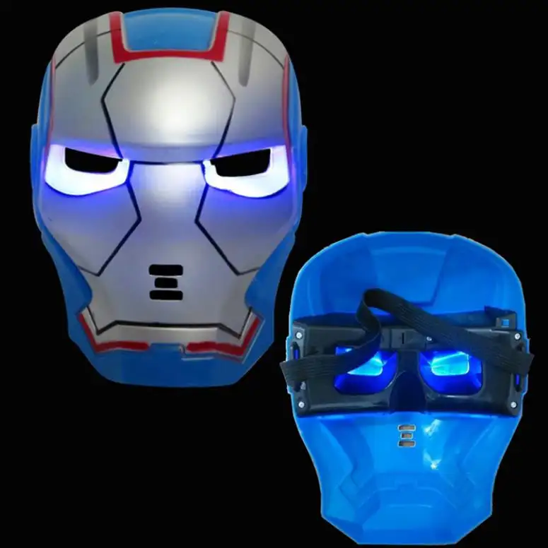 Mascarilla de superhéroes iluminada para niños y niñas, juguete electrónico brillante, máscara completa para Halloween, vestido de juego de rol, regalo de fiesta