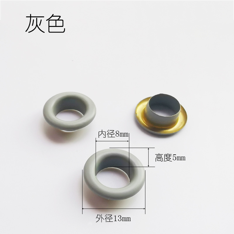 Œillet gris de 8 mm avec peinture appliquée à la main.