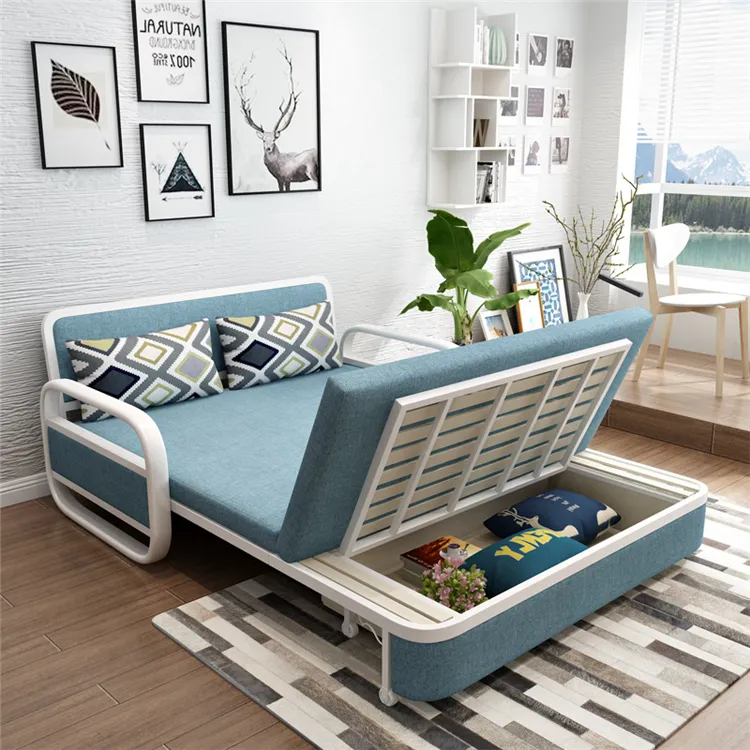 Loveseat-sofá cama convertible para sala de estar, plegable, de madera y diseño de metal, Diván, gran oferta