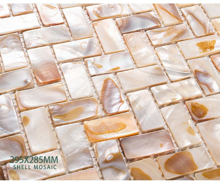 Herringbone natural Oil color of pearl shell mosaic tile for kitchen backsplash shower bathroom wall