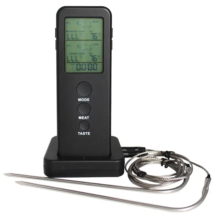 Home Electronic Wireless Control Digital Meat BBQ Cooking Food termometro a doppia sonda con Timer per il conto alla rovescia