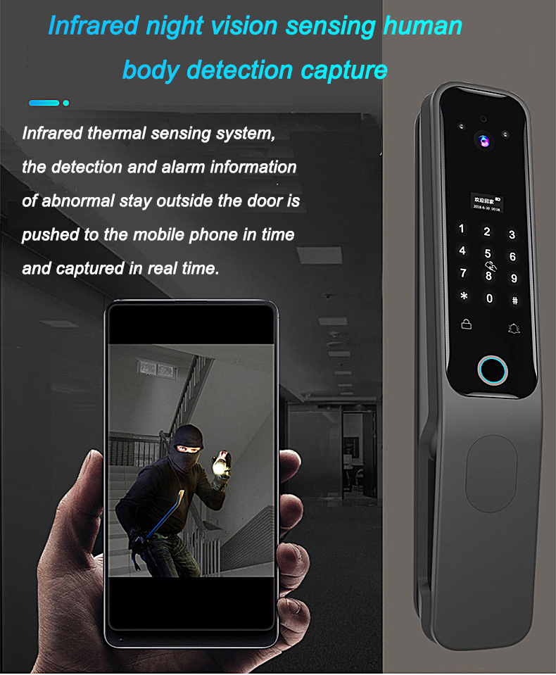Multifunctional door lock smart electronic cat's eye induction remote control lithium battery  beautiful intelligent locks doors