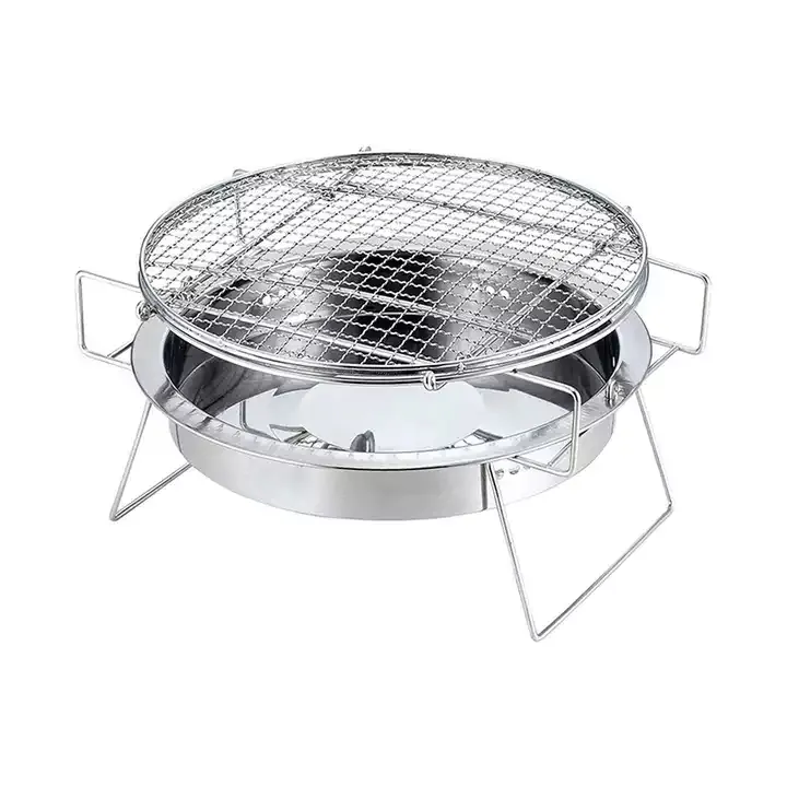 Thép không gỉ BBQ grills gấp Kệ than nướng di động ngoài trời Dã Ngoại Tự làm thịt tôm nướng BBQ công cụ