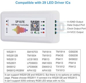 Музыкальный контроллер WS2812B с управлением через приложение, пиксель SP105E SP107E SP108E S110E SP601E WS2811 SK6812, цифровой контроллер RGBIC для светодиодных лент - Product Image 5