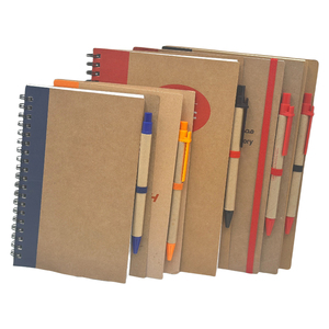 Eco Spiral Kraft <strong>Notebook</strong> Custom Kraft <strong>Notebooks</strong> Giveaway Logo Kraft Hardcover Journal <strong>Notebook</strong> A5 <strong>With</strong> Pen