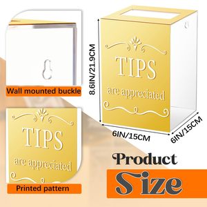 Restoran bağış için akrilik İpuçları kavanoz öneri kutusu bağış İpucu kovalar koleksiyonu para depolama konteyner çekiliş para kutusu - Product Image 2