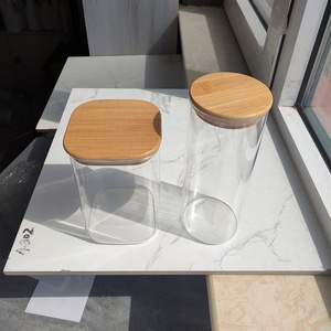 450ml Aufbewahrung behälter für Küchen in Lebensmittel qualität Borosilikat-Rechteck gläser mit Bambus deckel 24OZ 37oz