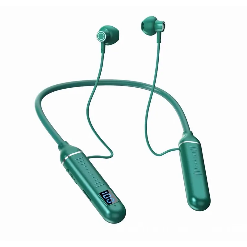 Digital Display Large-capacity Stereo Hanging Neck Magnetic Suction Wireless Bluetooth Headset Semi-in-ear Sports Headset