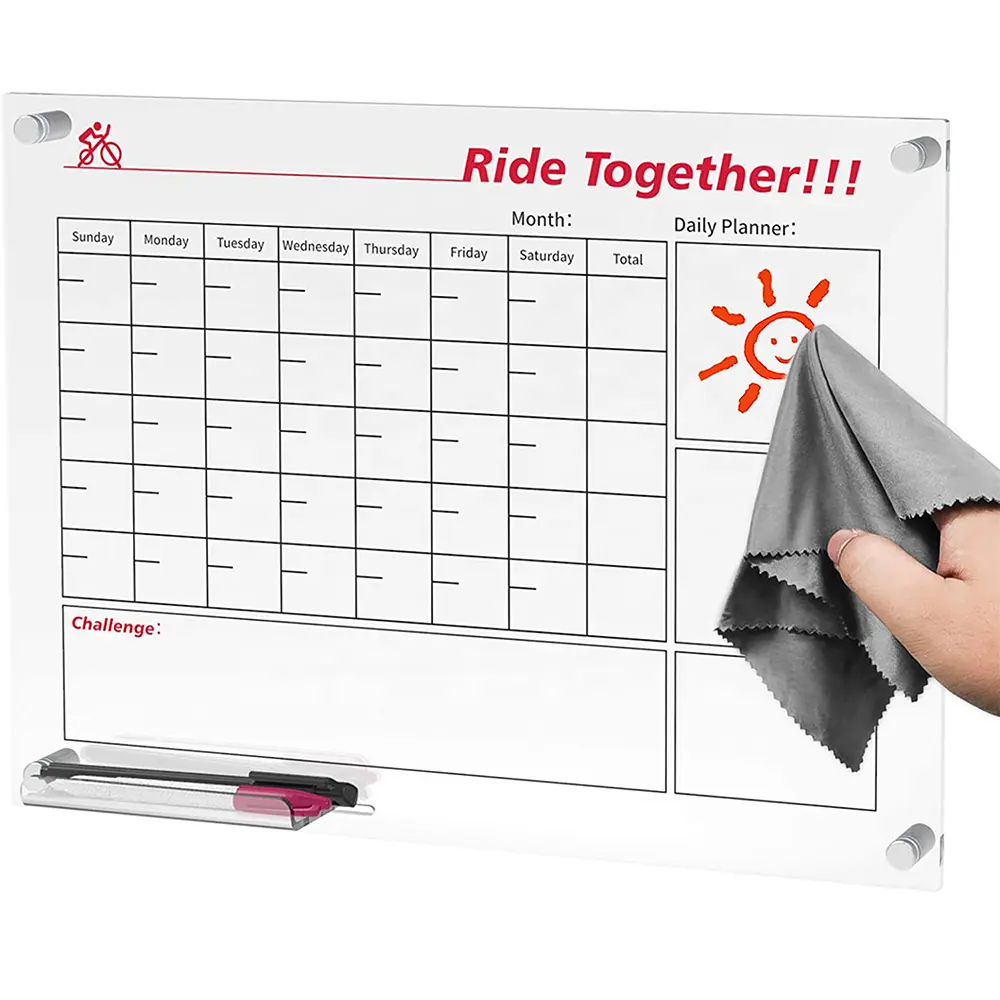एक्रिलिक सायक्लिंग अनुसूची योजनाकार एक्रिलिक साफ़ सूखी मिटा लेखन नोट संदेश ज्ञापन बोर्ड के लिए मासिक दीवार कैलेंडर दैनिक सवारी