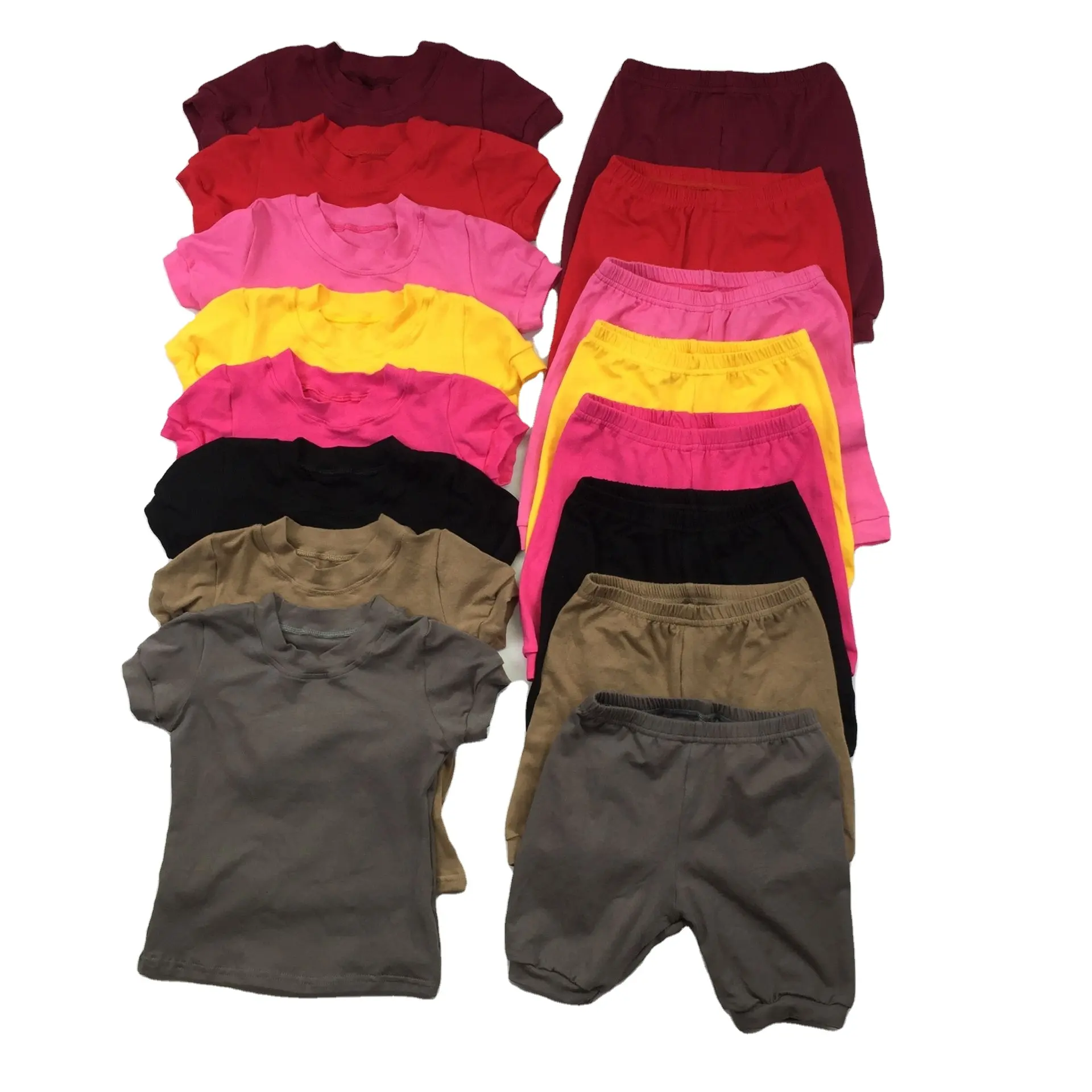 Conjunto deportivo de algodón orgánico para niñas, ropa para correr de verano, varios colores, conjunto de camisetas y pantalones cortos de motorista