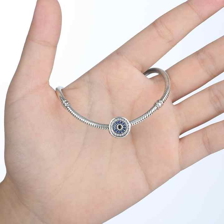 Abalorios de ojos del diablo azules de Fátima, cuentas para fabricación de joyas, DIY, Plata de Ley 925