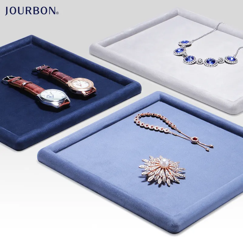 Jourbon factory direct supply wholesale Suede leather jewelry tray for jewelry display