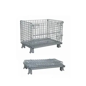 Jaulas de malla de alambre, palé de alto almacén, contenedor de capacidad apilable de Metal de acero, equipo deportivo, jaula de almacenamiento pesado de carga plegable - Product Image 2