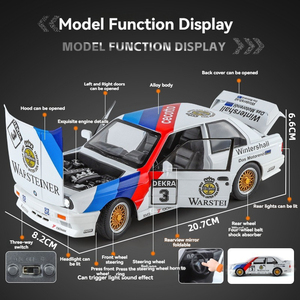 Pres döküm model araba 1:24 BWM M3 E30 kaplama ses ve ışık geri çekme metal araba modeli oyuncaklar süs süslemeleri supercar modeli - Product Image 3