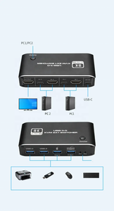 2端口8K HDMI2.1 KVM USB3.0交换机，带热键2进1出支持2PC计算机2-USB3.0支持蓝牙鼠标或键盘