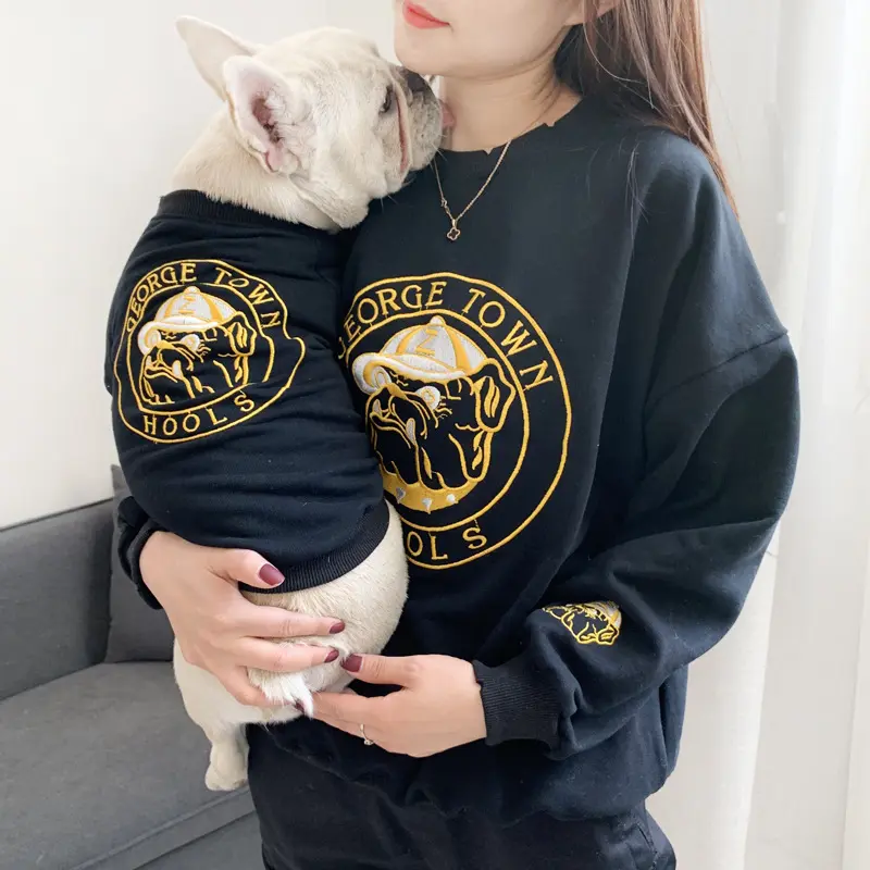 Fransız boğa eşleşen köpek ve sahibi Joodie Pet giyim giyim giyim toptan 100% pamuklu t-shirt sevimli Hoodies sürdürülebilir