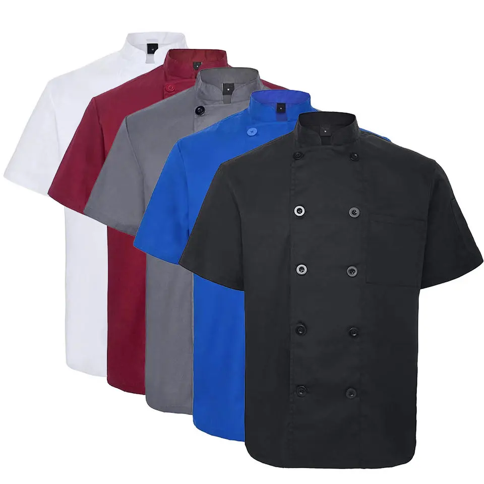Cook chef uniform hotel restaurant women chef jacket design classico manica corta chef coat abbigliamento unisex