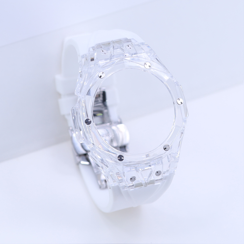 Transparent case white strap