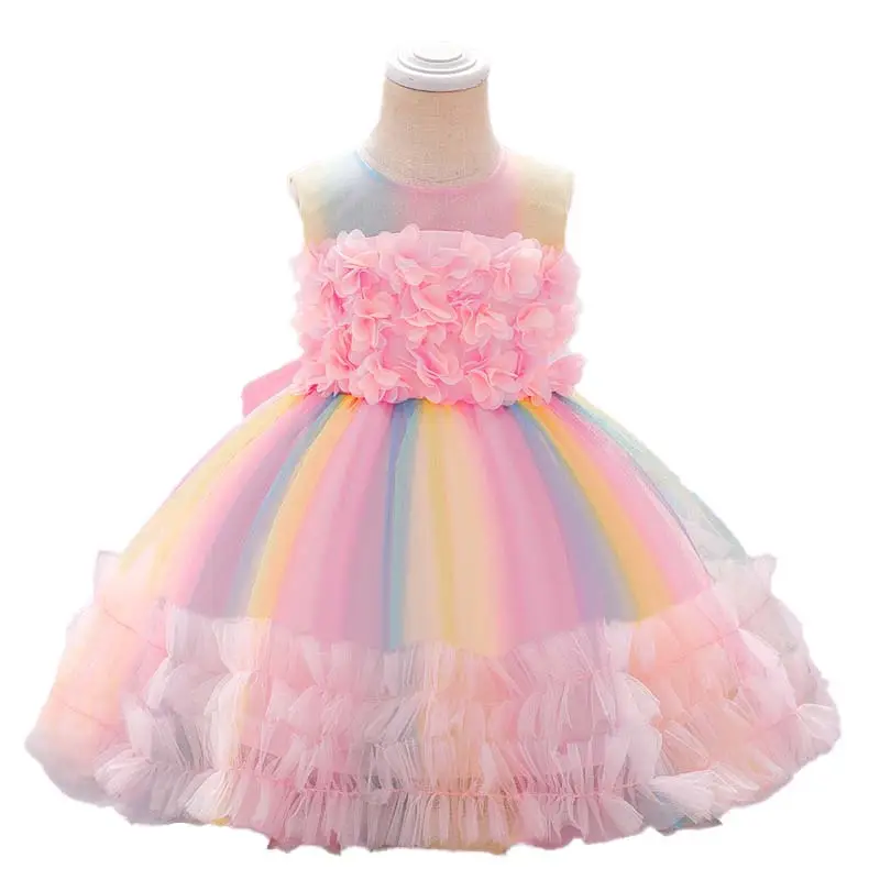 Neonate Ruffle Lace Backless Wedding Birthday Princess Carnival Party Dress DGLG-044