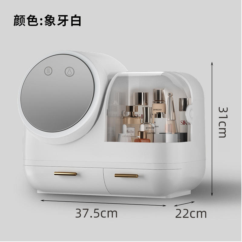 Miroir de maquillage LED blanc ivoire style déesse avec ventilateur à brise douce