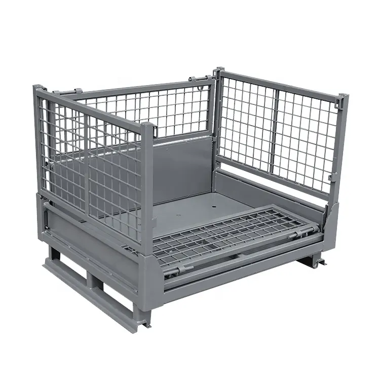 Customizable Heavy Duty 1200kg Warehouse Pallets Metal Storage Racks Folding Metal Baskets Storage Cages for Best Quality