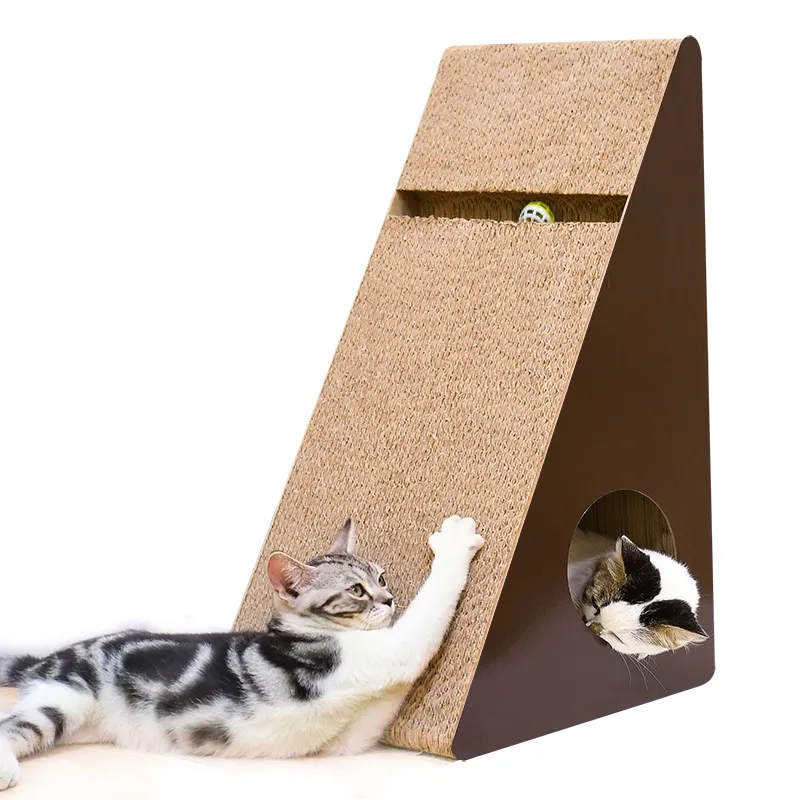 Deku arranhões triângulo de gato, papelão enrolado, combinações de arranhões do gato, casa