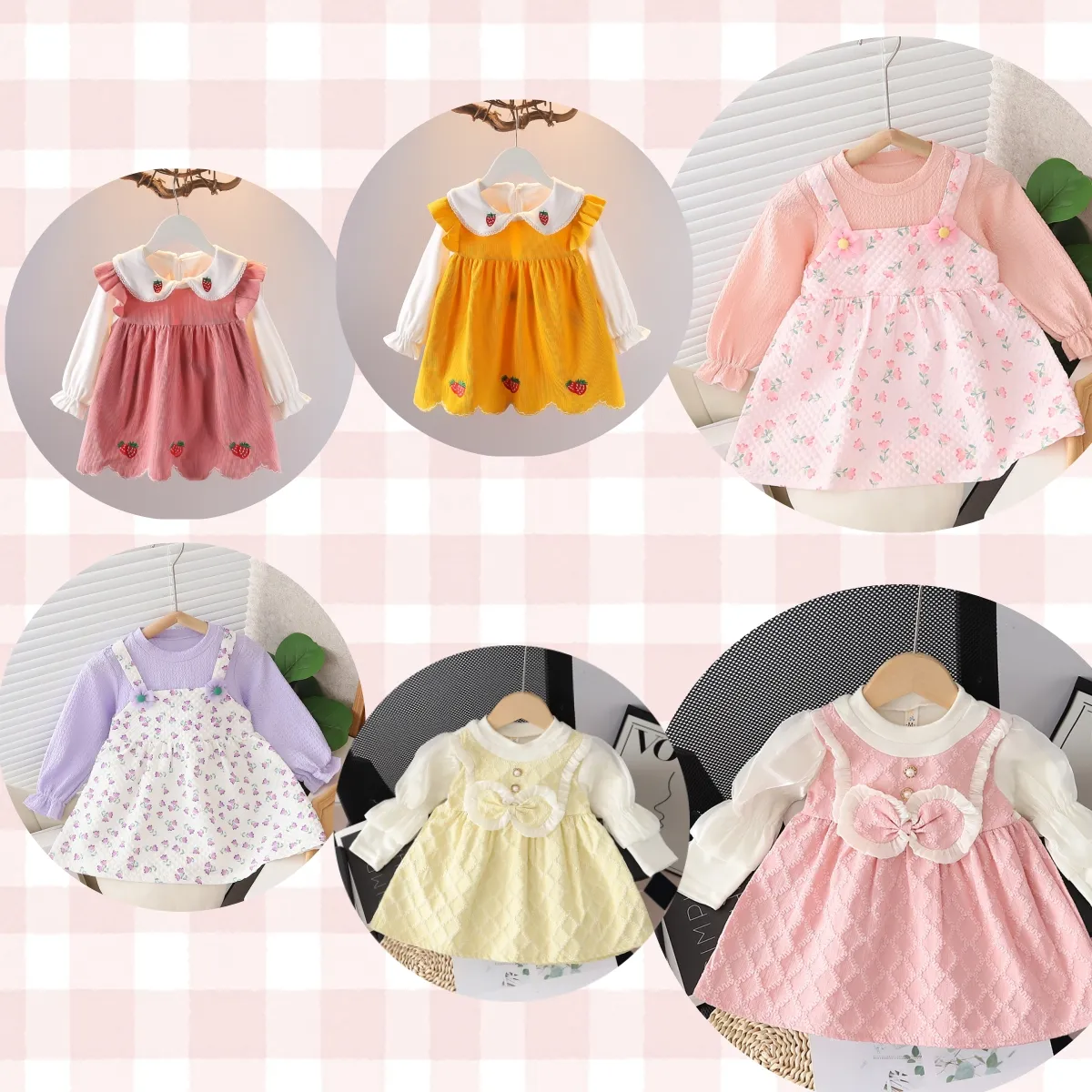 Vestido de otoño para niña bebé al por mayor de algodón de manga larga lindo vestido de princesa dulce fiesta hermoso vestido maravilloso para niñas de 1 a 3 años