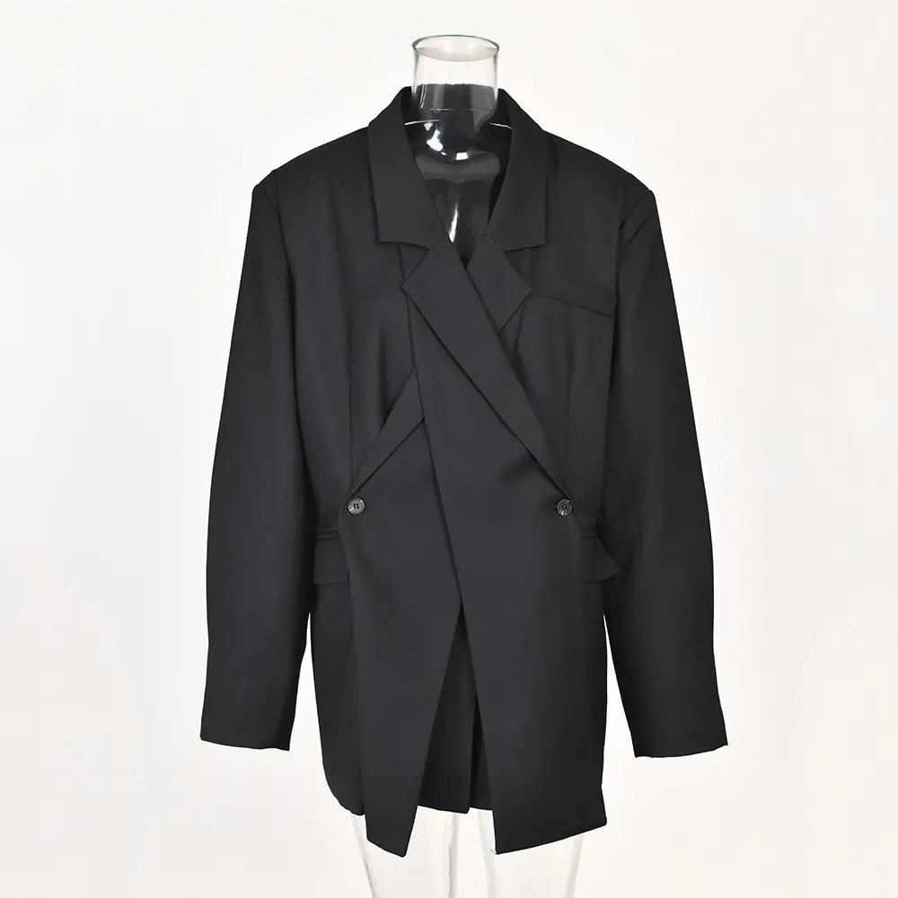 Nuevo 2023 abrigos negro de alta calidad otoño traje Blazers elegante chaqueta de gran tamaño para mujer