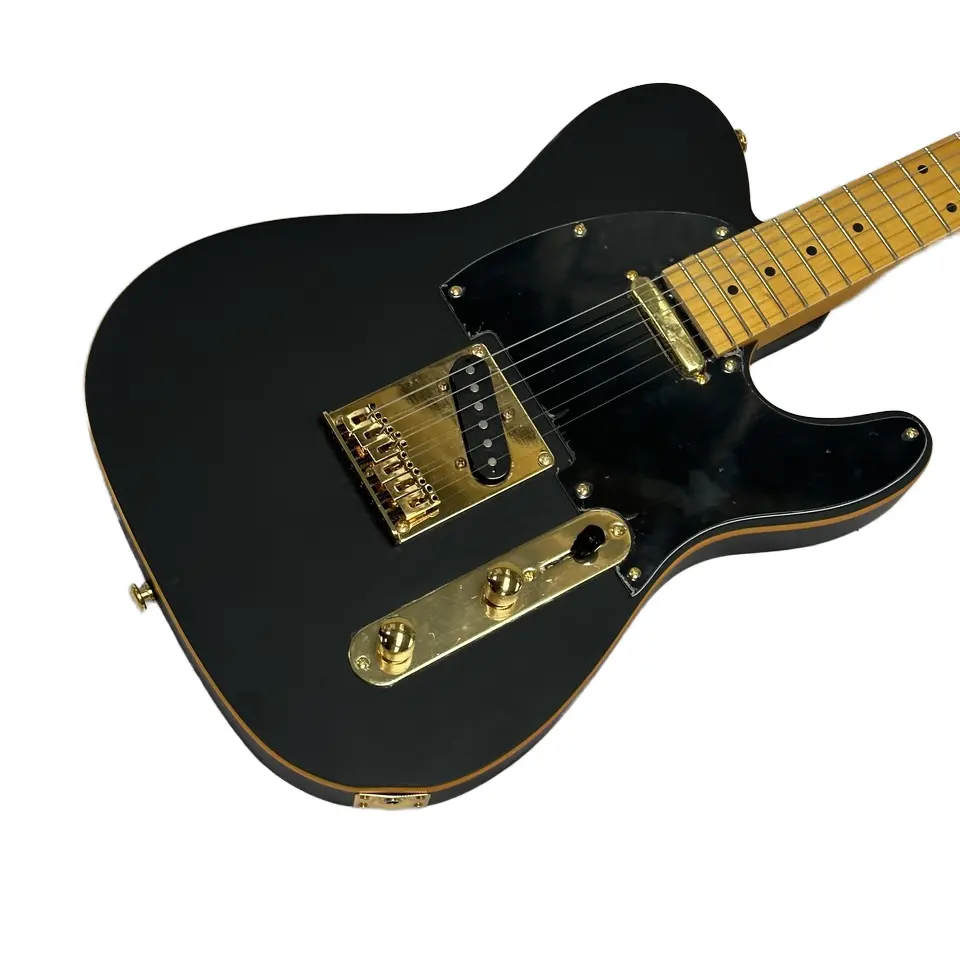 FD-Marque Noir avec manche en érable massif et touche en ébène Quincaillerie dorée TL-Guitare électrique