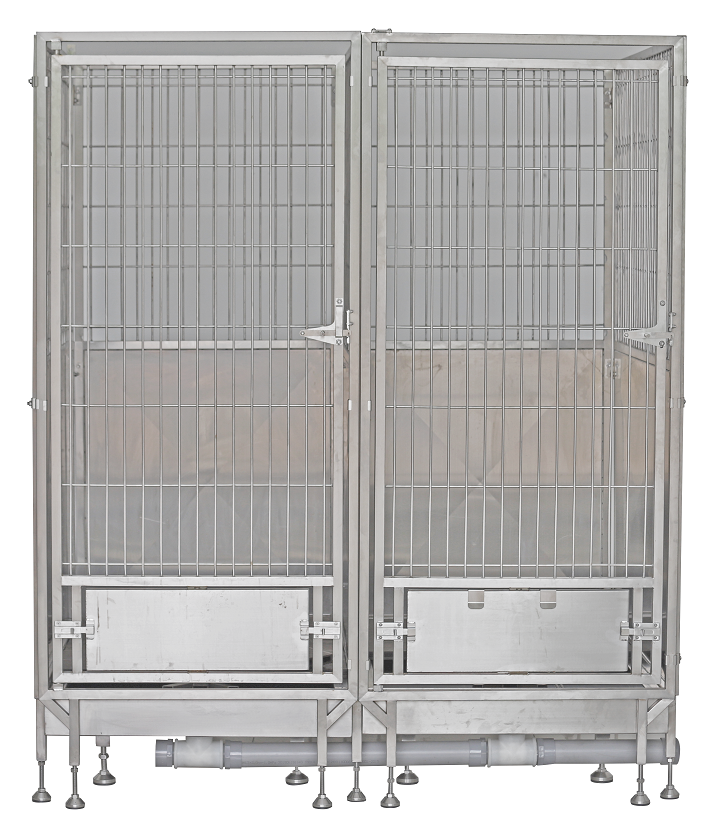 Stainless Steel Draining Kennel with Wire Grid Door