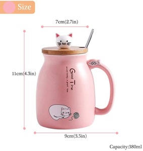 猫マグ可愛いセラミックコーヒーカップキティリッドカワイイ猫足スプーンノベルティモーニングカップミルクティークリスマスマグ380ML