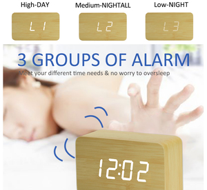 4-дюймовые недорогие деревянные часы-будильник - Product Image 3