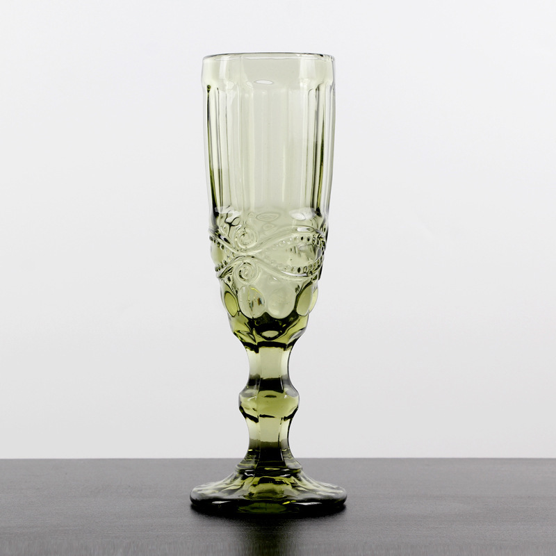 Patterned champagne glass-green