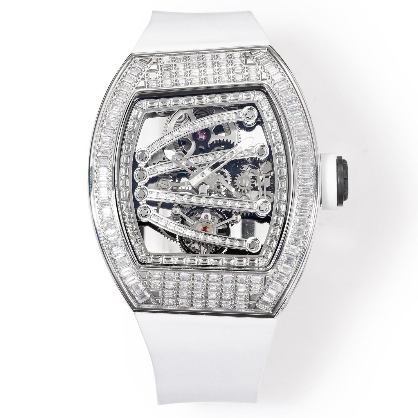 Diamond Case White Rubber Strap