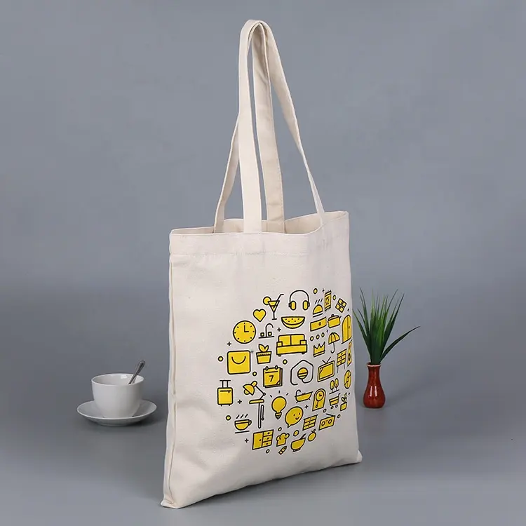 Commercio all'ingrosso Eco-Friendly Tote Bag In Cotone In Bianco Su Misura di Stampa Shopping Tote Bag di Tela