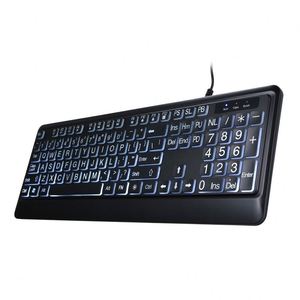 Teclado retroiluminado silencioso blanco de 104 teclas, letras Jumbo grandes, USB óptico en negrita, teclado de impresión grande con cable, caracteres de gran tamaño, nuevo - Product Image 4