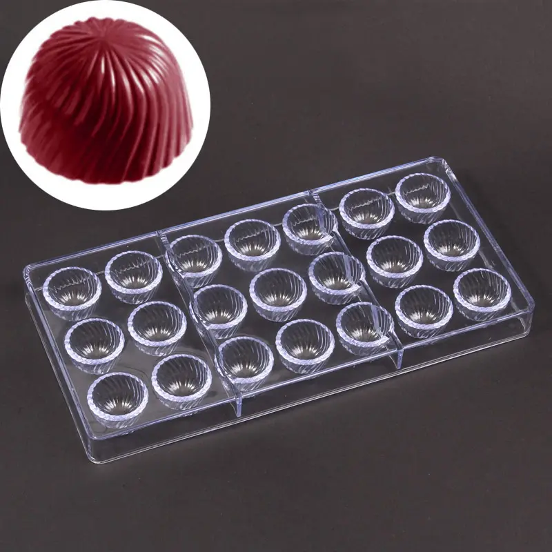 Moldes de policarbonato para Chocolate, bandeja de plástico con forma de remolino 3D, semiesférico